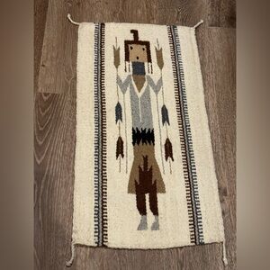 Gray! Native American Navajo Dancing Yei Yeibichai Handwoven Pictorial Wool Rug